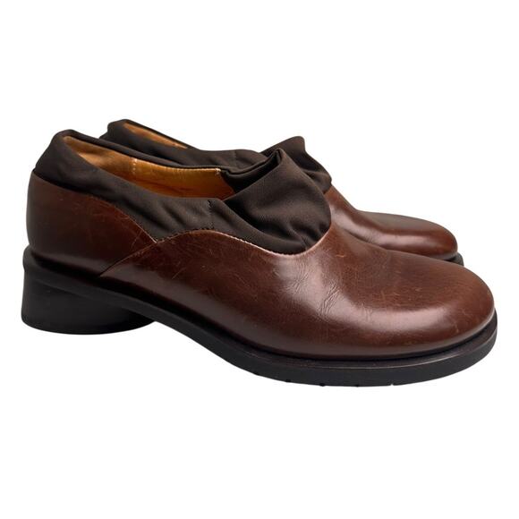 Think! Shoes Womens 6 Sz 36 Brown Leather Slip On Clogs Loafers Comfort Career - Picture 15 of 16